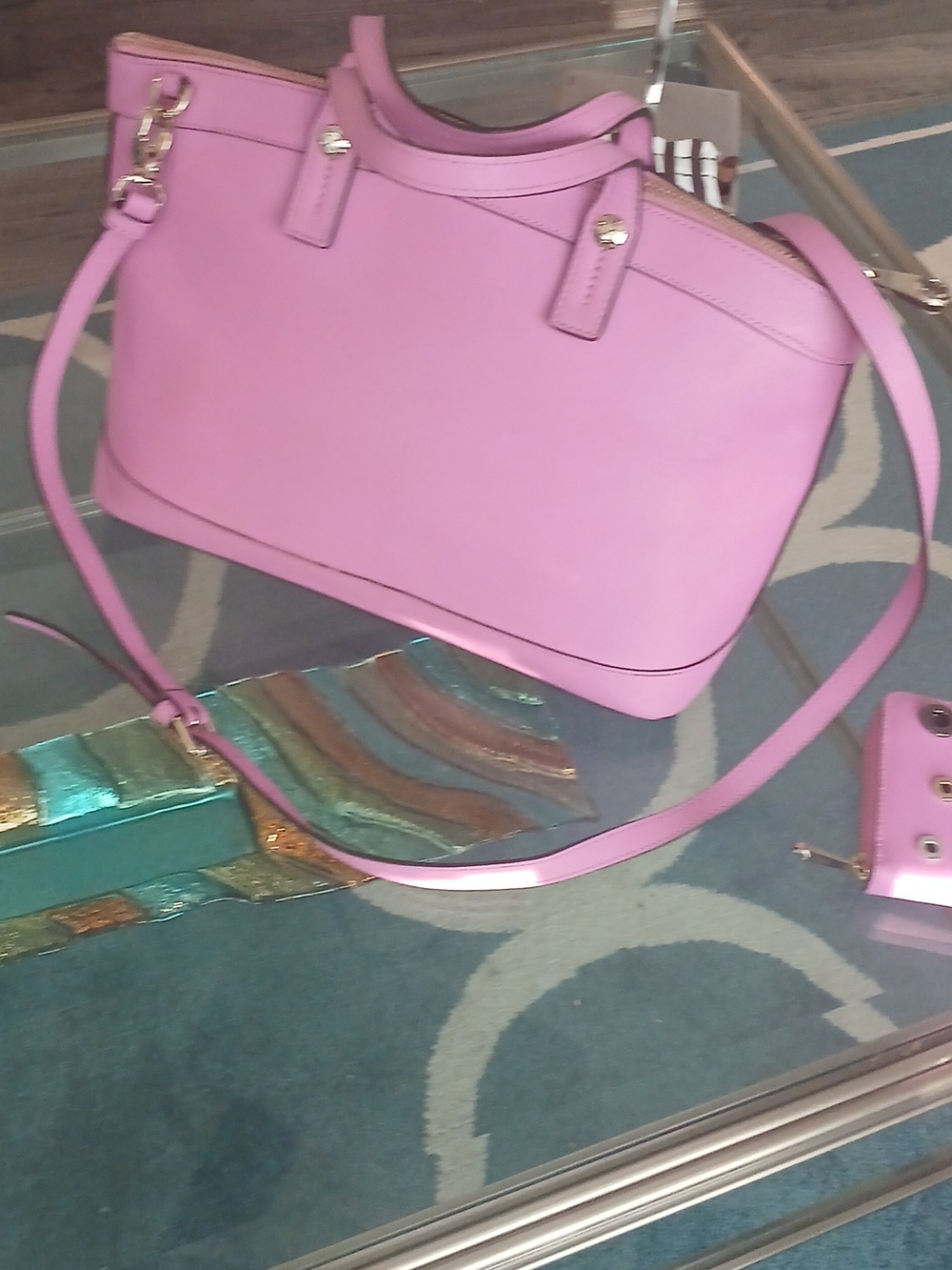 henri bendel pink grommet tote with matching wallet - Picture 8 of 16